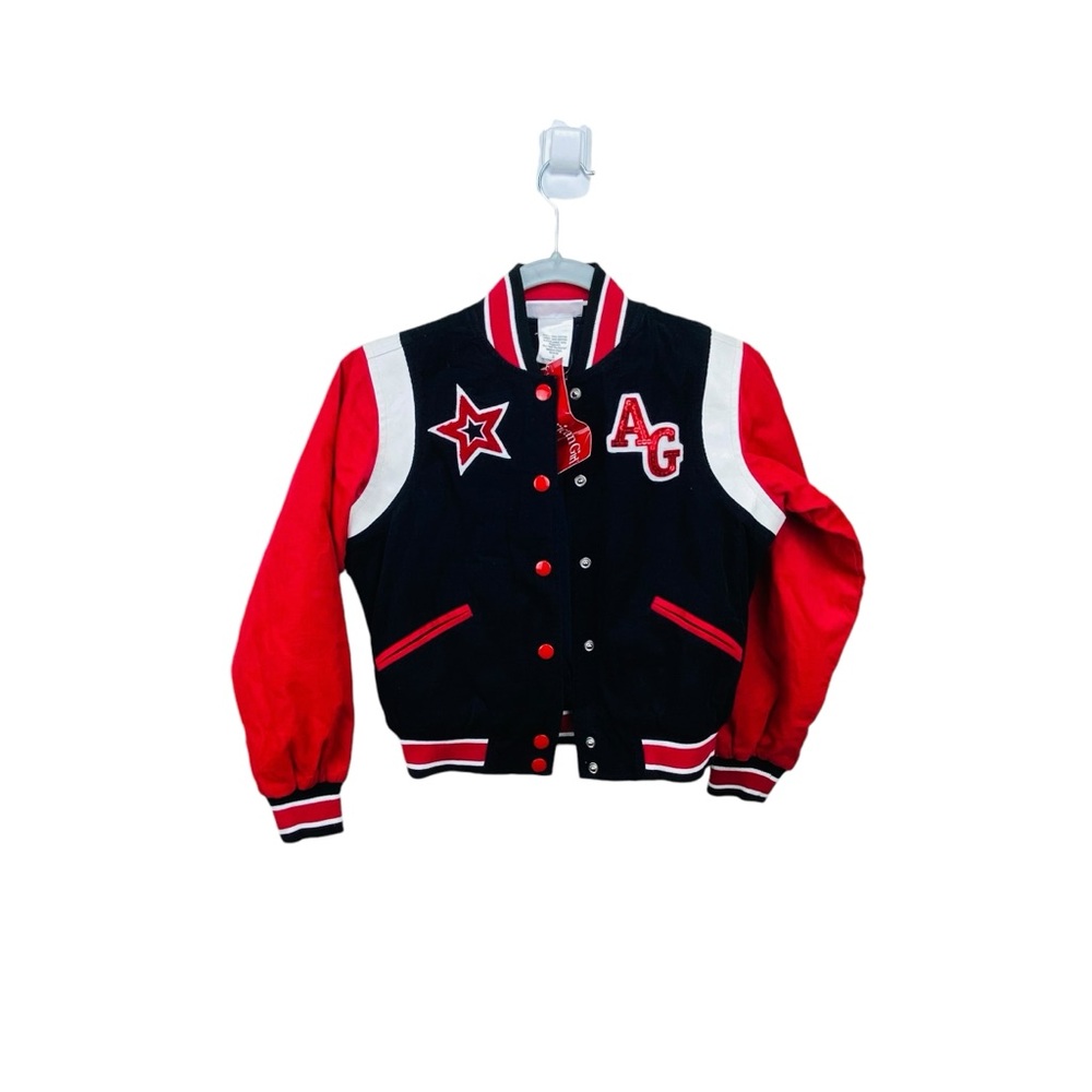 American Girl Varsity Jacket Small Corduroy Collectible Red Black Long‎ Sleeve